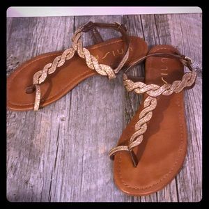 Unisa Luzala 2 gold glitter flat sandal